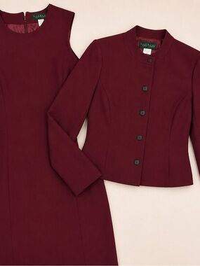 Harve Benard Women's Burgundy Two-Piece Dress & Jacket Set